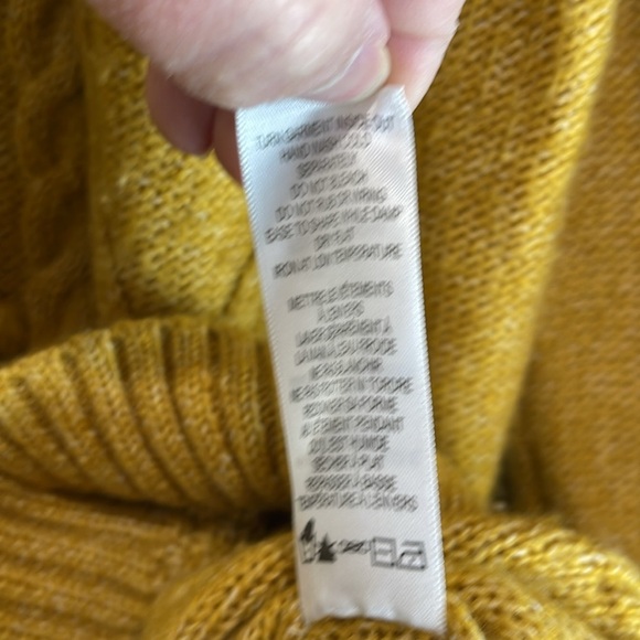 Rickis Popcorn Cable Knit Sweater Mustard Yellow Pullover Long Sleeve Crewneck M - Picture 8 of 11